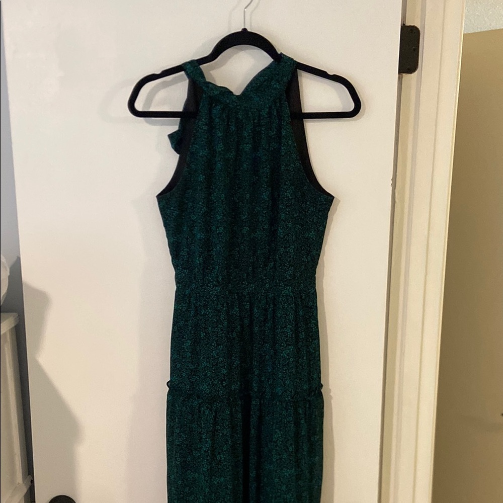 J. Crew Factory Black & Green Halter Dress
